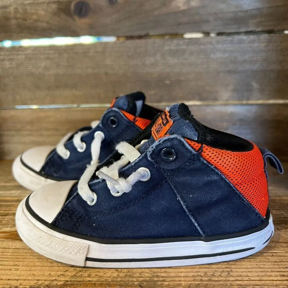 Childrens Converse Chuck Taylor Allstar Blue Hi Top Sneakers Shoes Size 8 C GUC‎